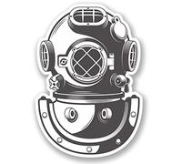 2 x Diving Bell Vinyl Sticker Car iPad Laptop Scuba Diver Dive Helmet #5348 (7cm Wide x 10cm Tall)