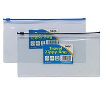 2 x DL Size Travel Zippy Bag - Clear Plastic File Storage Document Wallet
