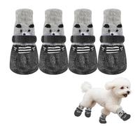 2 x Dog Socks, Adjustable Boots and Waterproof with Non-Slip Paw Protection, for Small and Medium Dogs Indoor and Outdoor Use, Black, Size S, M, L (Black, L)