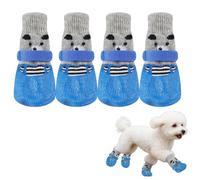 2 x Dog Socks, Adjustable Boots and Waterproof with Non-Slip Paw Protection, for Small and Medium Dogs Indoor and Outdoor Use, Black, Size S, M, L (Blue, L)