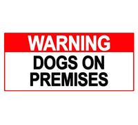 2 x - Dogs on Premises - Sign Sticker Label Removable Self Adhesive Waterproof Durable Vinyl Label Sticker 225mm x 106mm