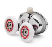 2 x Double Bottom Butterfly Shower Door Rollers/Wheels 23mm Diameter L077-2