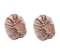 2 x Double Layer Shower Cap Waterproof Cap for Women Long Hair Shower Cap Hair Cover Lamps Black Dry Hair Cap Champagne