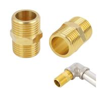 2 x double male thread brass adapter, 4-way medium thickness gas connector, brass material for camping and pipe connections