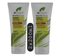 2 X Dr Organic Tea Tree Face Wash, Purifying, Mens, Womens, Oily Skin 2x200ml