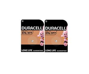 2 x Duracell 376/377 SR626 SR626SW with Silver Oxide (2 Blister Packs of 1 Battery), 2 Batteries