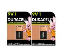 2 x Duracell 9V Rechargeable 170mAh (2 Blister Packs of 1 Battery) 2 Batteries