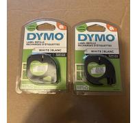 2 x DYMO LetraTag Paper Labels Authentic 12 mm x 4 m Roll Black Print on White