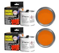 2 x E-TECH - ORANGE Heat Resistant Engine Enamel Paint 250ml Brush On High Temp