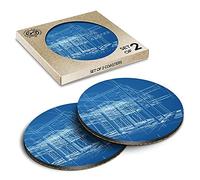 2 x Eco Boxed Cork Coasters - 3D House Plans Blueprint Drink Cup Mug Glass Table Mat #2385