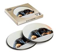 2 x Eco Boxed Cork Coasters - Adorable Rottweiler Puppy Dog Rottie Drink Cup Mug Glass Table Mat #44026