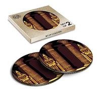 2 x Eco Boxed Cork Coasters - Ancient Egyptian Pharaoh Tomb Drink Cup Mug Glass Table Mat #16102