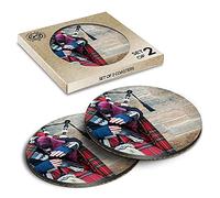 2 x Eco Boxed Cork Coasters - Bagpipe Player Scottish Edinburgh Scotland Drink Cup Mug Glass Table Mat #44207