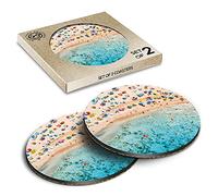 2 x Eco Boxed Cork Coasters - Beach Mallorca Balearic Islands Spain Drink Cup Mug Glass Table Mat #44236
