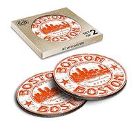 2 x Eco Boxed Cork Coasters - Boston Massachusetts USA America Drink Cup Mug Glass Table Mat #5827