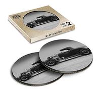 2 x Eco Boxed Cork Coasters - BW - Amazing American Hot Rod Car Drink Cup Mug Glass Table Mat #36147