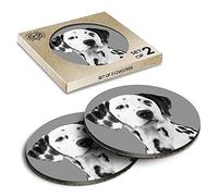 2 x Eco Boxed Cork Coasters - BW - Cute Dalmatian Dog Drink Cup Mug Glass Table Mat #35592