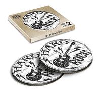 2 x Eco Boxed Cork Coasters - BW - Hard Rock Electric Guitar Music Drink Cup Mug Glass Table Mat #40199