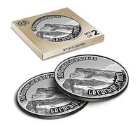 2 x Eco Boxed Cork Coasters - BW - Le Corbier France Ski Snowboard Resort Drink Cup Mug Glass Table Mat #40645