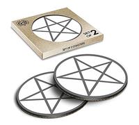 2 x Eco Boxed Cork Coasters - BW - Pentagram Symbol Wicca Celtic Sign Drink Cup Mug Glass Table Mat #40160