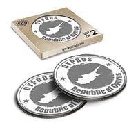 2 x Eco Boxed Cork Coasters - BW - Republic Of Cyprus Map Travel Drink Cup Mug Glass Table Mat #39896
