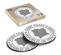 2 x Eco Boxed Cork Coasters - BW - Republic Of Ivory Coast Africa Travel Drink Cup Mug Glass Table Mat #40058