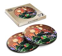 2 x Eco Boxed Cork Coasters - Casino Poker Chips Gambling Drink Cup Mug Glass Table Mat #21317