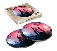 2 x Eco Boxed Cork Coasters - Club Dance Rave Music Festival Drink Cup Mug Glass Table Mat #21446