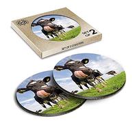 2 x Eco Boxed Cork Coasters - Dairy Cow Friesian Drink Cup Mug Glass Table Mat #15595