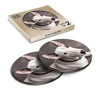 2 x Eco Boxed Cork Coasters - English Bull Terrier Dog Drink Cup Mug Glass Table Mat #3258