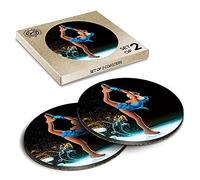 2 x Eco Boxed Cork Coasters - Figure Skating Girl Ice Drink Cup Mug Glass Table Mat #3276