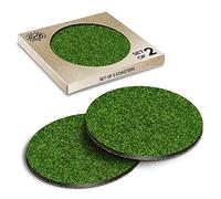 2 x Eco Boxed Cork Coasters - Green Grass Turf Football Sports Drink Cup Mug Glass Table Mat #14823