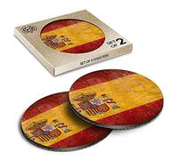 2 x Eco Boxed Cork Coasters - Grunge Spanish Flag Spain Espana Drink Cup Mug Glass Table Mat #45258
