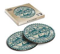 2 x Eco Boxed Cork Coasters - Hawaii Surf Camp Waikiki Beach US Drink Cup Mug Glass Table Mat #5512