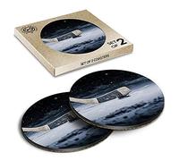 2 x Eco Boxed Cork Coasters - Hockey Stick & Puck Ice Drink Cup Mug Glass Table Mat #3352