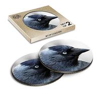 2 x Eco Boxed Cork Coasters - Jackdaw Bird Black Bird Drink Cup Mug Glass Table Mat #21727