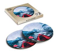 2 x Eco Boxed Cork Coasters - Kayak Iceberg Landscape Adventure Drink Cup Mug Glass Table Mat #21753