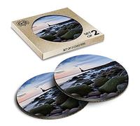 2 x Eco Boxed Cork Coasters - Lighthouse in Aberdeen Scotland Drink Cup Mug Glass Table Mat #45551
