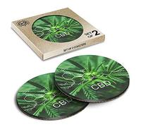2 x Eco Boxed Cork Coasters - Macro CBD Cannabis Marijuana Drink Cup Mug Glass Table Mat #16624