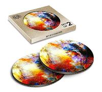 2 x Eco Boxed Cork Coasters - Native American Navajo Woman Drink Cup Mug Glass Table Mat #21930