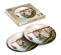2 x Eco Boxed Cork Coasters - Old Harry Rocks Isle of Purbeck Dorset Drink Cup Mug Glass Table Mat #16123