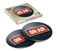 2 x Eco Boxed Cork Coasters - On Air Radio Studio Sign Drink Cup Mug Glass Table Mat #14651