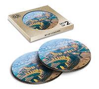 2 x Eco Boxed Cork Coasters - Pearl-Qatar Doha Qatar Persian Gulf Drink Cup Mug Glass Table Mat #46003