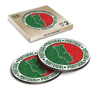 2 x Eco Boxed Cork Coasters - Portugal Flag Map Lisbon Drink Cup Mug Glass Table Mat #5168