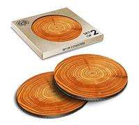 2 x Eco Boxed Cork Coasters - Pretty Orange Swirl Ink Art Drink Cup Mug Glass Table Mat #15827