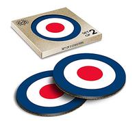 2 x Eco Boxed Cork Coasters - RAF Roundel Symbol Mod Retro Drink Cup Mug Glass Table Mat #215