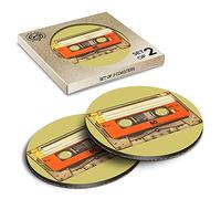 2 x Eco Boxed Cork Coasters - Retro Cassette Tape Music Mix Drink Cup Mug Glass Table Mat #14539