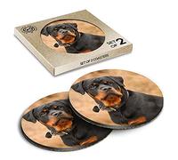 2 x Eco Boxed Cork Coasters - Rottweiler Dog Rottie Pet Drink Cup Mug Glass Table Mat #14321