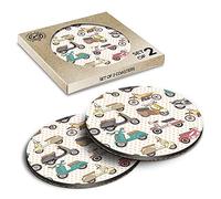 2 x Eco Boxed Cork Coasters - Scooter Moped Vintage Art Drink Cup Mug Glass Table Mat #13025