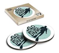 2 x Eco Boxed Cork Coasters - Scuba Diving Dive Diver Drink Cup Mug Glass Table Mat #9731